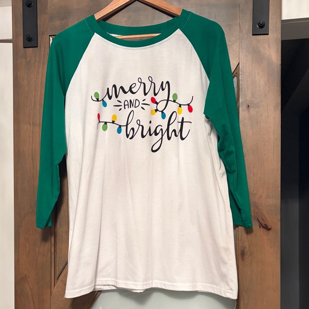 Merry and Bright Raglan Tee Women’s Size L